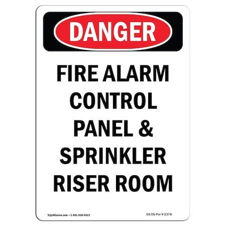 Signmission Safety Sign, OSHA Danger, 5" Height, Fire Alarm Control Panel And Sprinkler, Portrait, 10PK OS-DS-D-35-V-2378-10PK